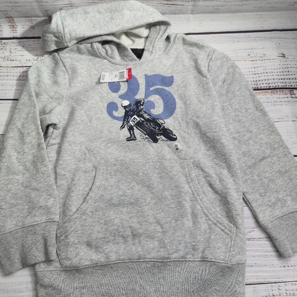 Joe Boxer light gray dirt bike motorcycle sweatshirt hoodie size youth Med NWT